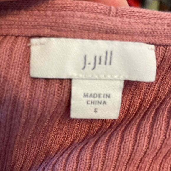 J. Jill Ribbed Dusty Rose Open-Front Cardigan w/ pockets lightweight ribbed - Picture 5 of 7